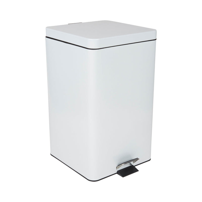 McKesson Trash Can with Plastic Liner, Square, Steel, Step-On, 32 QT, White