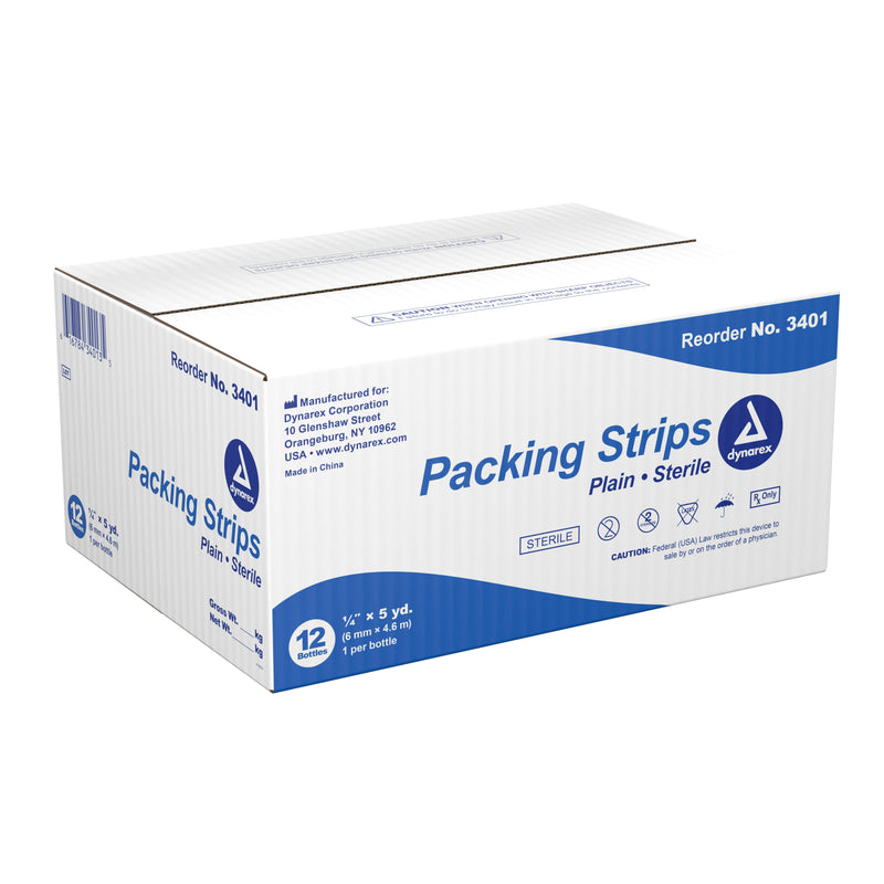 dynarex® Nonimpregnated Wound Packing Strip, ¼ Inch x 5 Yard