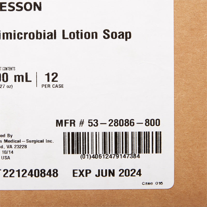 McKesson Antimicrobial Lotion Soap, Herbal Scent, 800 mL, Dispenser Refill Bag, Green, 0.95% Strength