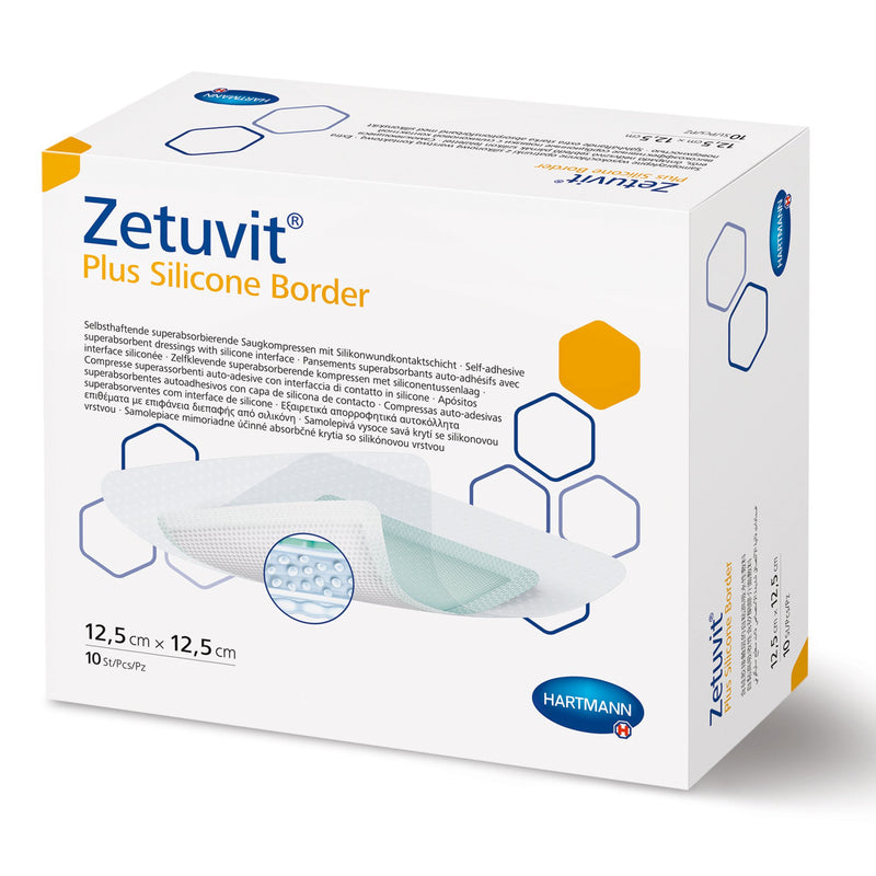 Zetuvit® Plus Silicone Border Super Absorbent Dressing, 8 x 10 Inch