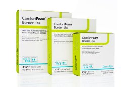 ComfortFoam™ Border Lite Silicone Adhesive with Border Thin Silicone Foam Dressing, 2 x 2 Inch