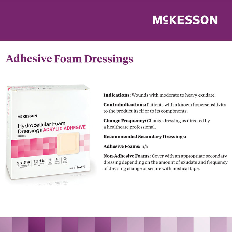 McKesson Adhesive Foam Dressing with Border, 3 x 3 Inch
