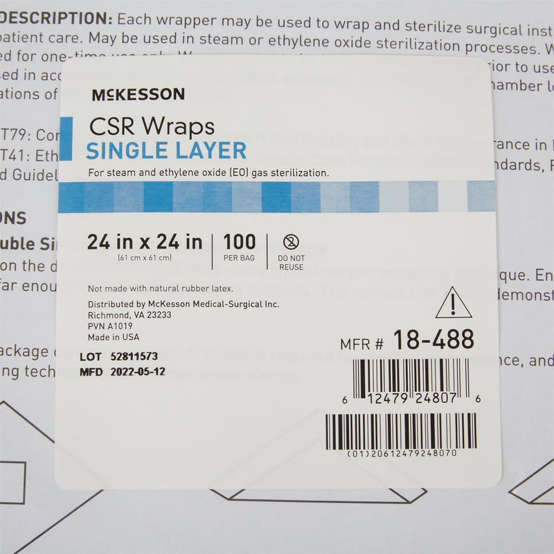 McKesson Single Layer Sterilization Wrap, 24 x 24 Inch