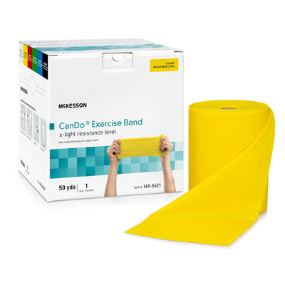 McKesson CanDo® Exercise Resistance Band, Yellow, 5 Inch x 50 Yard, X-Light Resistance