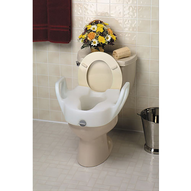 Lock-On Elevated Toilet Seat with Arms