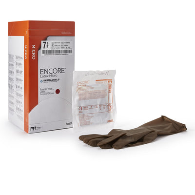 Encore® MicrOptic® Latex Standard Cuff Length Surgical Glove, Size 7½, Brown