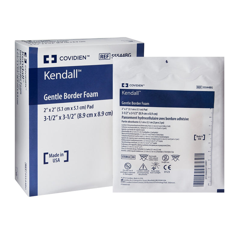 Kendall™ Border Foam Gentle Adhesion Silicone Adhesive with Border Silicone Foam Dressing, 3½ x 3½ Inch