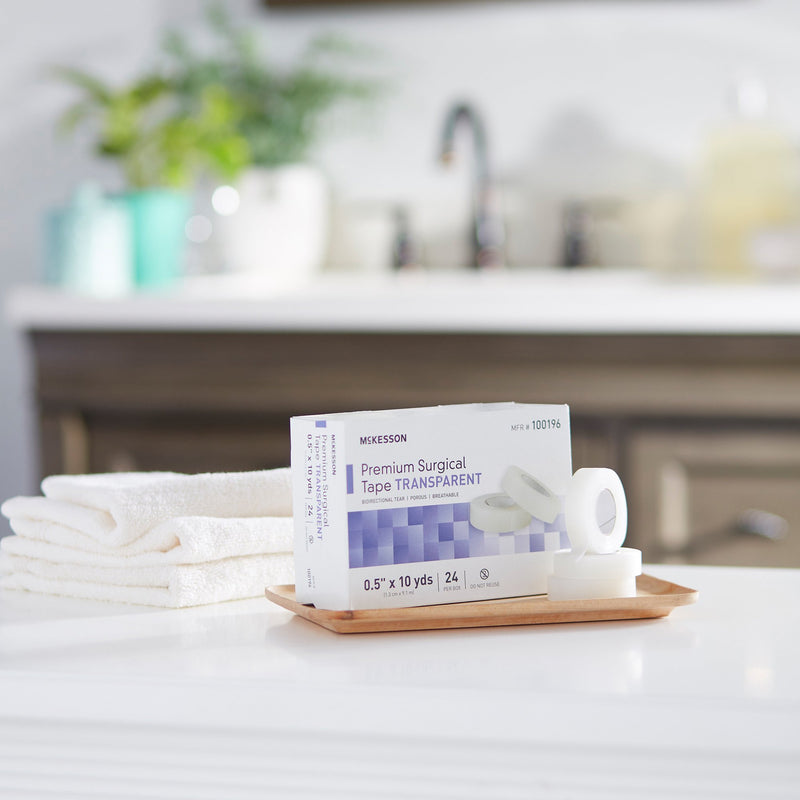 McKesson Plastic Medical Tape, 1/2 Inch x 10 Yard, Transparent