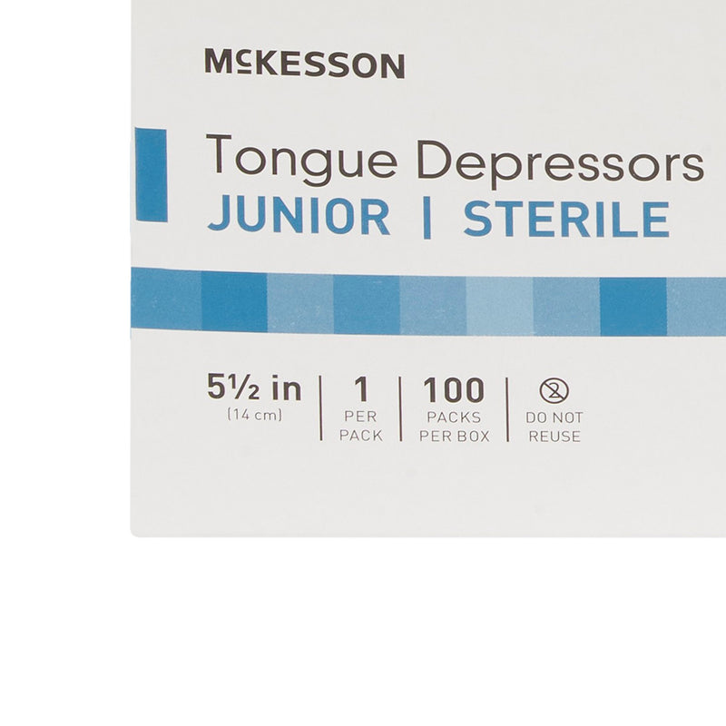 McKesson Tongue Depressors, Junior, 5.5" Length Wood, Sterile, 15.9 mm